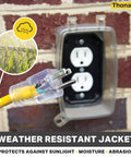 10 Gauge 50 Foot Heavy Duty Outdoor Extension Cord With 3 Outlets 15 Amp SJTW Weatherproof Industrial Cable Yellow near outdoor socket