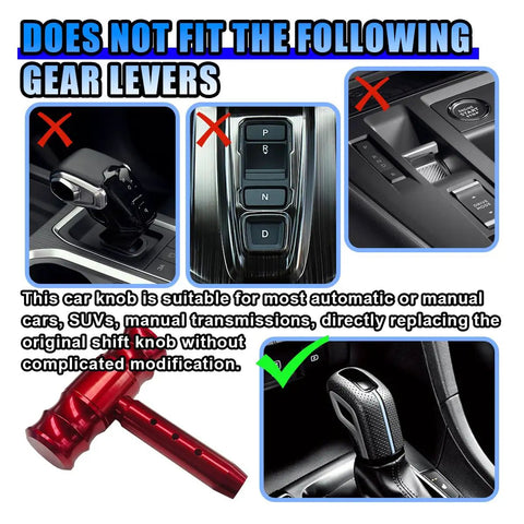 Image showing non-compatible gear levers for Red Dope Aircraft Style Joystick Shift Knob For Manual Cars.