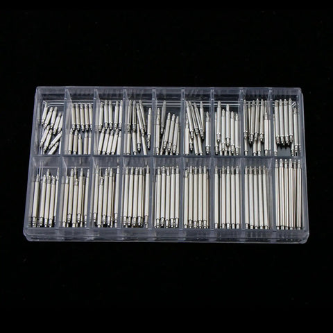 Stainless Steel Watch Link Pins Kit With Storage Box, 180 Pieces, 18 Sizes, 1.8mm And 0.9mm Spring Pins For Metal Links, Replacement Tool Set For Watchmakers And DIY Repair Pros, clear organizer box