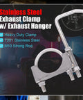 Beefy Heavy Duty Stainless Steel Exhaust Clamp With Hanger Rod For Two And A Half Inch Exhaust Pipes Seven Inch Hanger