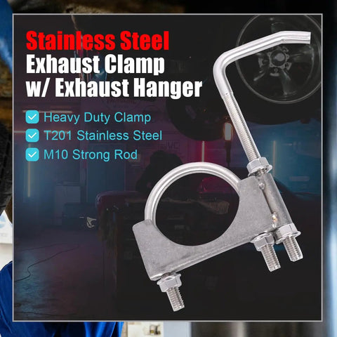 Beefy Heavy Duty Stainless Steel Exhaust Clamp With Hanger Rod For Two And A Half Inch Exhaust Pipes Seven Inch Hanger