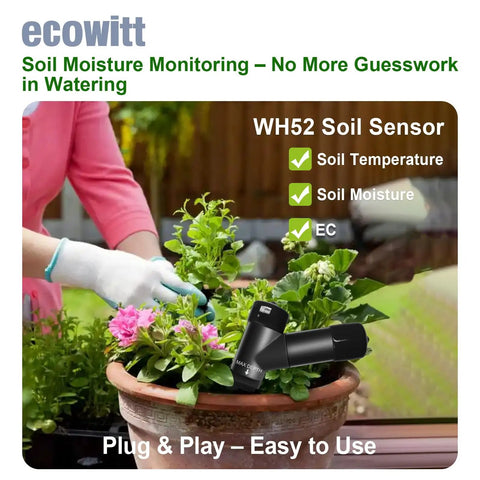 3 In 1 Soil Meter Sensor For Garden Monitoring Moisture Temperature And Electrical Conductivity Readings Sensor Only That Pairs With Gateway Or Console At 915 MHz And No Fuss WiFi Setup in potted flowers