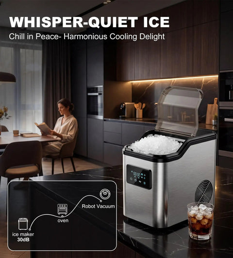Gotta Have This Countertop Nugget Ice Maker Slaps Out Crisp Pebble And Crushed Pellets Fast With No Sweat Self Cleaning Routine 45 Lbs Daily, stainless steel with pebble ice.