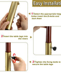 Heavy Duty Table Leg Extenders For Folding Tables No Sweat Adjustable Furniture Risers installation steps with gold finish risers.