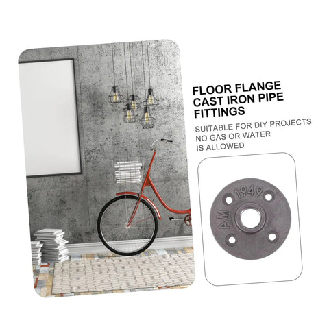 4 Pack Malleable Cast Iron Floor Flange Pipe Fittings for DIY Industrial Shelving and Vintage Furniture Decor image