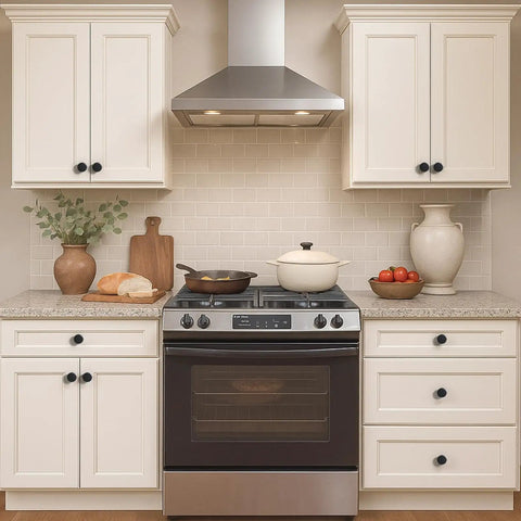 Matte Black Cabinet Knobs Set Ten Pack One And A Quarter Inch Round Solid Zinc Alloy Drawer Pulls For Kitchen Cabinets Bathrooms Vanities Dressers Cupboards Hardware on white kitchen cabinets with counter and stove