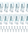 12 Pcs Closet Sliding Door Roller Kit With 24 Screws For Top Hung Bypass Closet And Kitchen Doors, Includes One Quarter Inch And One Half Inch Wheels For Easy Replacement And Smooth Operation displayed with metal brackets and screws