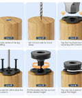 Installation steps for Eight Pack Adjustable Furniture Feet With Three Eighths Inch Sixteen Thread T Nut Kit Levelers.
