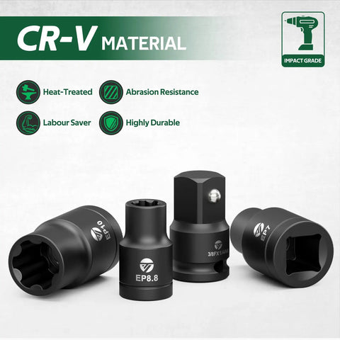 Heavy Duty 22 Piece External Torx Plus Socket Set For Tesla Ev Battery Swaps And Street Build Ups 1 4 3 8 1 2 Inch Drives Knuckle Bashin Chrome V Steel Kit, showing CR-V material sockets.