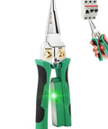 Close-up of 8 In 1 Wire Strippers With Voltage Tester And Cable Cutter Plier Twister Crimper showcasing multifunctional tool.
