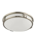 Titania 2-Light Ceiling Mount Fixture In Brushed Nickel With Transitional Design And Steel Construction, side view