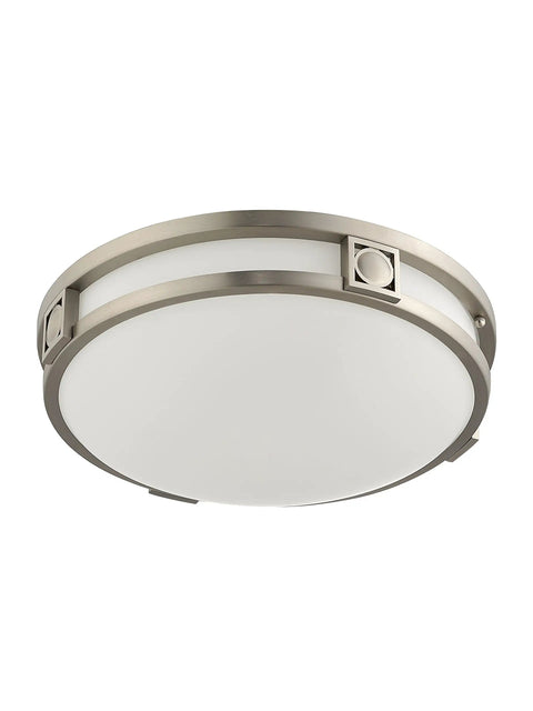Titania 2-Light Ceiling Mount Fixture In Brushed Nickel With Transitional Design And Steel Construction, side view