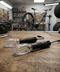 Dope 48V To 72V LED Bike Turn Signals With Bright Orange Amber Bulbs For Scooters And Ebikes That Keep You Safe On The Road With Super Clear Indicators, clear oval ABS signal lights on workbench