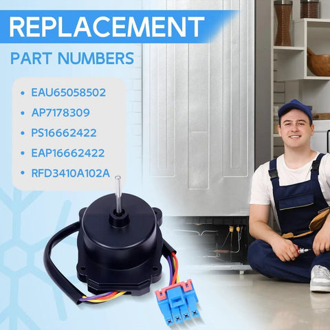Drop-In Replacement Condenser Fan Motor Assembly For Refrigerators, 12V DC, 1A, 4-Pin, OEM-Grade, LG Compatible, AP7178309