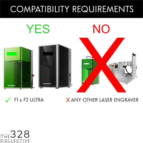 Compatibility chart showing Pro Grade Laser Engraver Fence Kit For F1 And F2 Ultra compatibility with F1 & F2 Ultra, not others