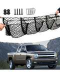 Heavy Duty 3 Compartment Truck Bed Cargo Net Mesh Storage Organizer For Tesla Cybertruck with installation accessories, 110x30cm.