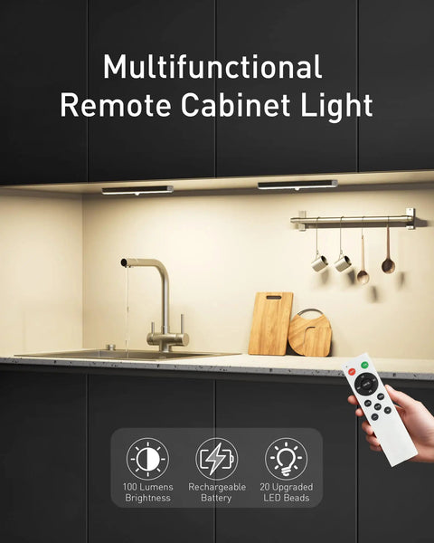 Rechargeable Under Cabinet Lights With Remote, Dope 20 LED Bar, 3 Color Modes, Dimmable And Timed, Closet Pantry Kitchen Shelf Lighting, Slim 7.5 Inch Length, Easy Install, Pack Of 6