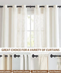 Heavy Duty Curtain Rod Set For Windows 72 To 144 Inches 7/8 Inch Adjustable Drapery Rods With Modern Finials, shown with curtains