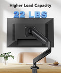 Gas Spring Monitor Arm For 13 To 34 Inch Screens Adjustable Desk Mount With VESA 75x75 And 100x100 Supports 4.4 To 22 Lbs