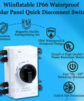 IP66 Waterproof Solar PV DC Quick Disconnect Switch 1000V 32A with multiple features and protective design displayed