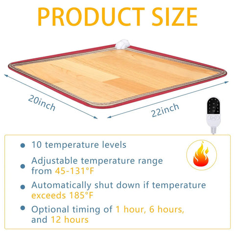 Cozy Foot Warmer Heated Floor Mat With 110V PVC Design 10 Temperature Settings Under Desk Rug dimensions and features