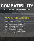 Compatibility list for Beefed Up Aluminum 10R80 Transmission Pan Kit showing Ford and Lincoln models from 2017-2023.