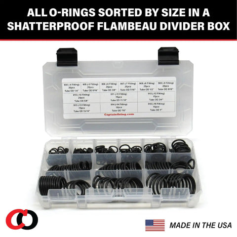Hydraulic Fitting O Ring Seal Kit Buna N 70 Durometer 12 Sizes 255 Piece Kit SAE 900 O Ring Set in divider box