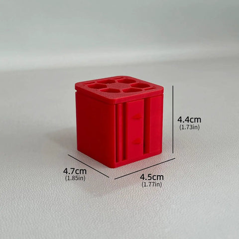 Label Dispenser Storage Box For Desk And Home Office, Space Saving Organizer Tray For Labels, Stickers, And Supplies, Lightweight, Durable, And Tidy Desktop Organizer For Efficient Desk Storage. Red plastic label dispenser storage box, 4.7 x 4.5 x 4.4 cm
