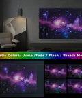Image of 8 Pack Fiber Optic Starlight Soundproof Foam Panels For Walls And Ceilings, featuring colorful starfield design in a modern room.