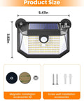 Magnetic RV Solar Lights Outdoor 178 LED 800LM Ultra Bright Porch Light dimensions and installation accessories