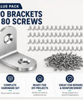 Killer Stainless Steel L Brackets For Shelves With 80 Heavy Duty Screws Slick Hardware Kit For Diy Repair showing 40 corner mounts and screws.