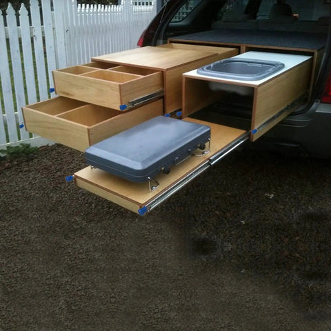 Tough As Nails Telescopic Drawer Slides With Lock Full Extension Heavy Duty Ball Bearing Drawer Runners Handles Up To 265 Pounds installed in vehicle.
