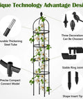 Built Tough Obelisk Trellis For Climbing Plants Outdoor 6 Ft Tall Round Plant Support details, decorations, steel tube, insert tip