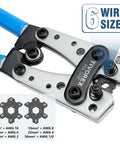 Tivorex battery cable lug crimping tool with blue handles; for AWG 10–1/0, includes 64 ring terminals and 70 heat-shrink tubing