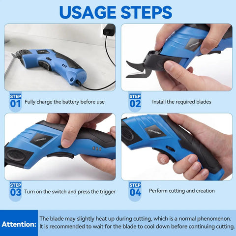 Rechargeable Electric Scissors USB Cordless Fabric Cutter For Cardboard Craft Sewing & Home Projects Lightweight Power Tool steps to operate