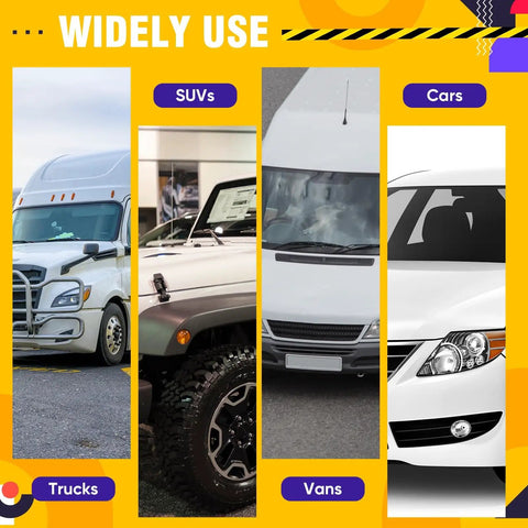 Image of trucks, SUVs, vans, and cars representing use for 100 Pack License Plate Screws 6mm By 16mm Slotted Hex Head Bolts