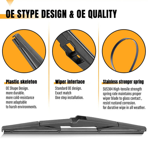 14 Inch Rear Wiper Blade Replacement For Jeep Cherokee Mazda CX 5 CX 9 Chrysler Pacifica Hyundai Tucson Santa Fe Lexus RX 350 OEM Style