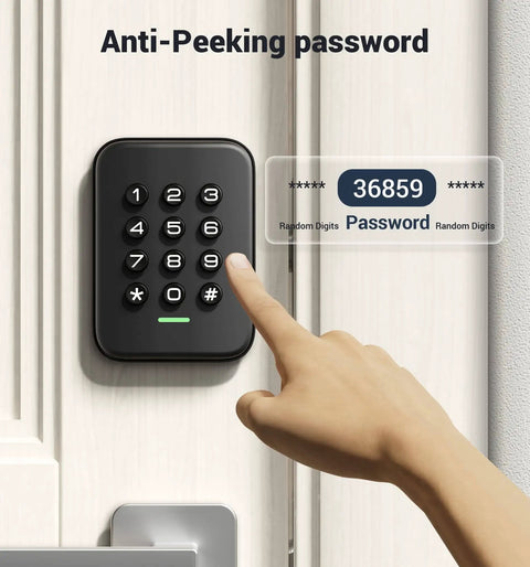 Keyless Entry Door Lock With Electronic Keypad Deadbolt Auto Lock Anti Peeking Passwords Emergency Power Port Easy Installation Smart Home Ready Secure Black Finish For Front Or Back Door No Keys Needed