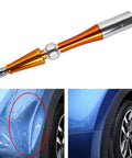 Heavy Duty Dent Repair Puller Kit With Slide Hammer for auto body dents and paint chips on blue car panel.