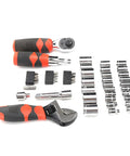All In One 45Pcs Socket Wrench Set With Multipurpose Ratchet And Screwdriver Bit Kit Chrome Vanadium Steel Build Tough As Nails Garage Grade
