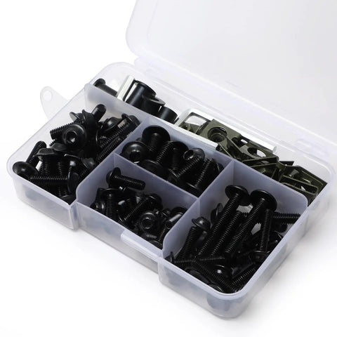 177 Pcs Motorcycle Fairing Bolt Kit For Sportbike Fans Universal Fit M5 M6 Stainless Steel Screws Fasteners Clips