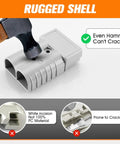 Two Pack Heavy Duty 2/0 Gauge Battery Quick Disconnect Kit For Winch 350A shown with hammer for durability test