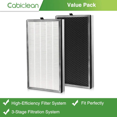 2 Pack Replacement Filters For MA Series 112 V2.0 Air Purifier 3 In 1 HEPA Activated Carbon Filter features front and back view
