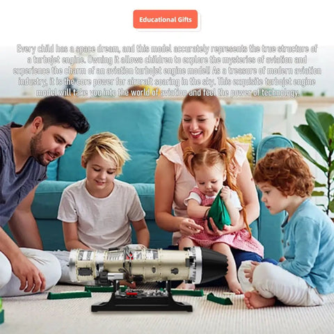 Family assembling All Metal Turbofan Engine Model Kit 1/10 Scale Twin Rotor Jet Engine, educational gift