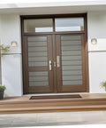 Zero Sweat This Built Like A Tank 2 Piece Charging Station Cover on a modern entryway, protecting the outdoor socket boxes.