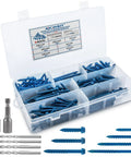 Beefed-Up Concrete Screws Kit With Drill Bits And Driver Bits, 200-Piece Set Of Hex Head Anchors In 7 Sizes For Masonry, Block And Brick