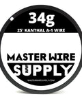 Kanthal A-1 wire spool, 34g, 25 ft labeled for Master Wire Supply, part of A1 Wire Sample Pack 25 Ft Each 22 24 26 28 30 32 34 36 Gauge Eight Spools Total 200 Feet For Industrial And Hobby Foam Cutters Heaters Kettles DIY Projects Dope And Reliable