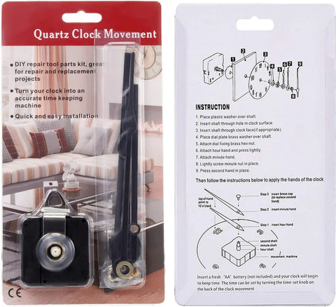 Clock Movement Mechanism With High Torque Long Shaft For Wall Clocks Replacement DIY Quartz Motor Includes Brackets Gasket Washer Hex Screw And Two Pairs Of Hands For Easy Repair