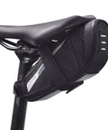 Ultralight Under Seat Bike Saddle Bag For Road Bikes Waterproof Pouch With 0.4 Liter Capacity Wedge Pack No Tools Needed For Install Velcro And Buckles Reflective Stripe For Night Rides attached under a bike seat