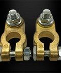 Beefy Brass Top Post Battery Terminal Connectors Set For Positive And Negative, Marine Car Boat RV Ready with flange nuts, 1 pair
